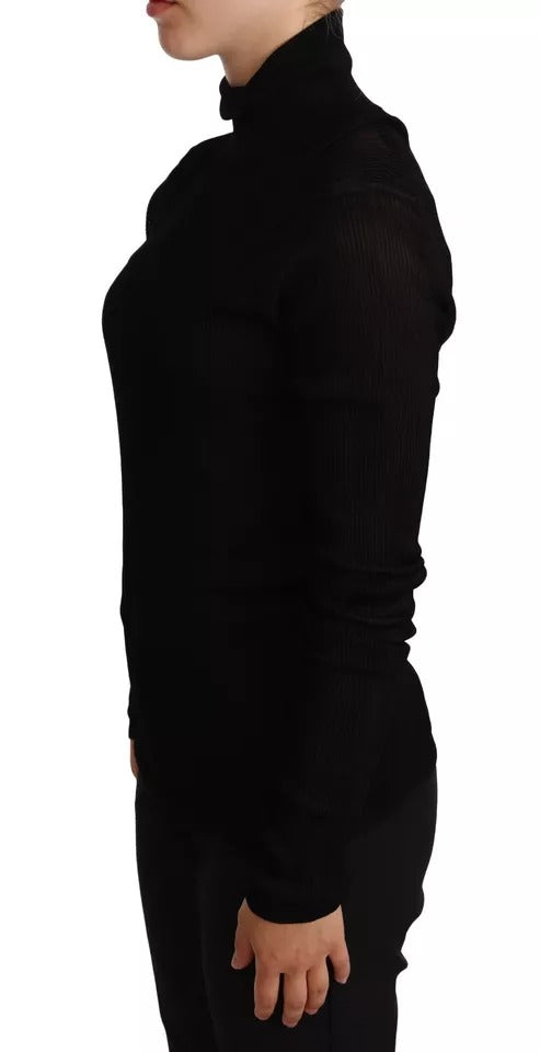 Black Turtleneck Slim Fit Pullover Sweater