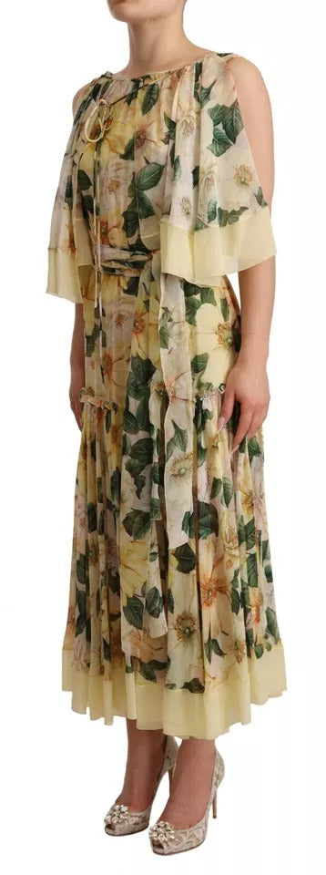 Multicolor Silk Floral Print Long Maxi Dress