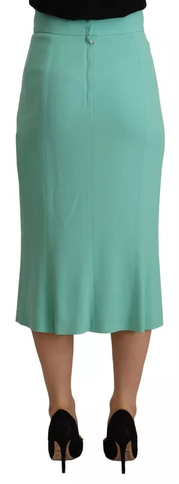 Mint Green Viscose Pencil Cut Midi Skirt