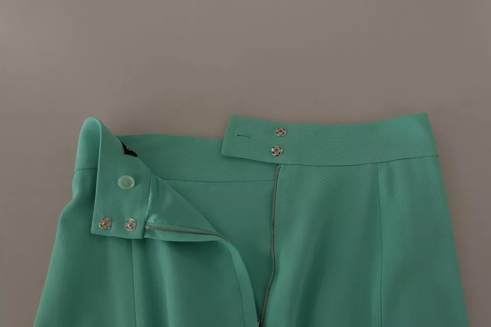 Mint Green Viscose Pencil Cut Midi Skirt