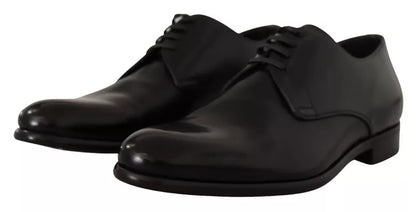 Black Leather Lace Up Mens Formal Derby Shoes