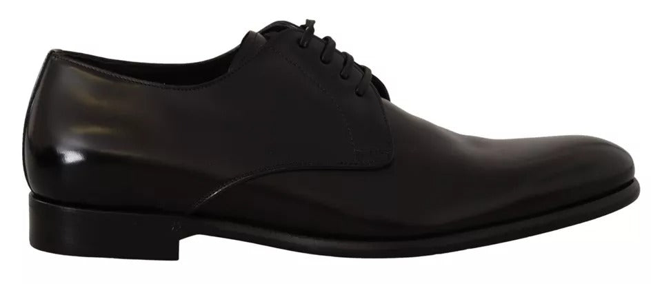 Black Leather Lace Up Mens Formal Derby Shoes