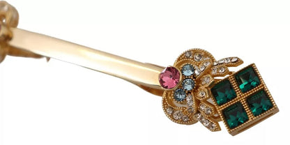 Gold Plated 925 Sterling Silver Crystal Collar Stop Brooch