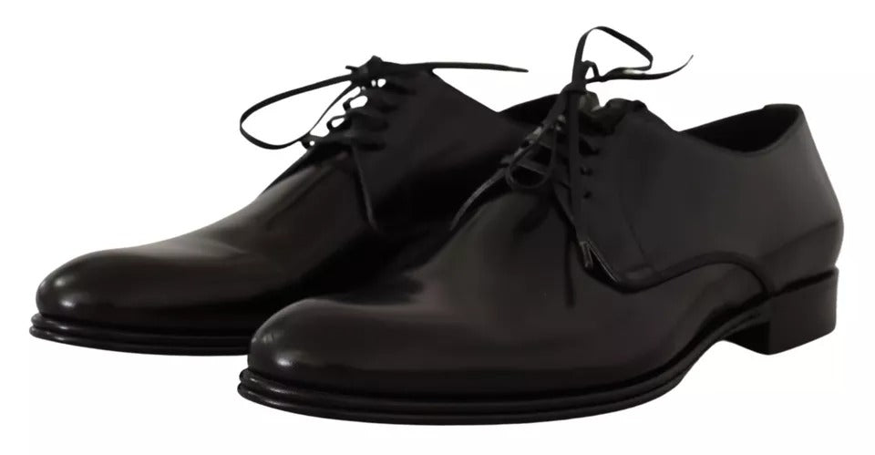 Black Leather Lace Up Mens Formal Derby Shoes