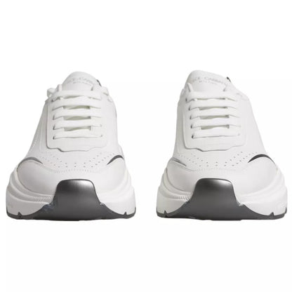 White Silver DAYMASTER Leather Sneakers Men Shoes