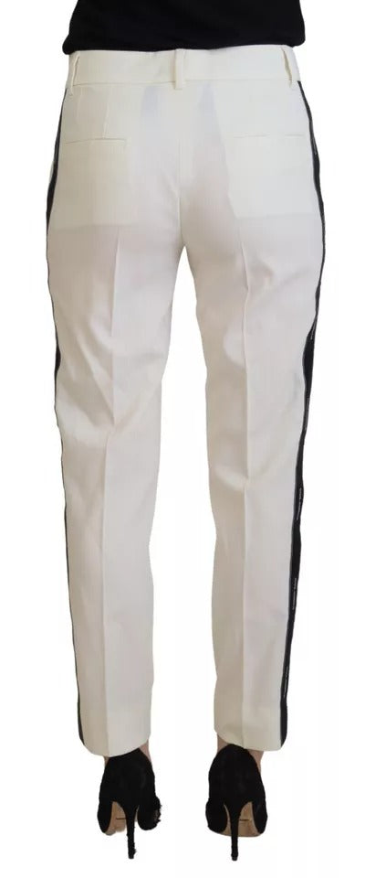 White High Waist Tapered Wool Pants