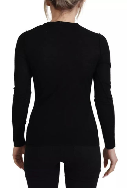 Black Crewneck Long Sleeves Pullover Sweater