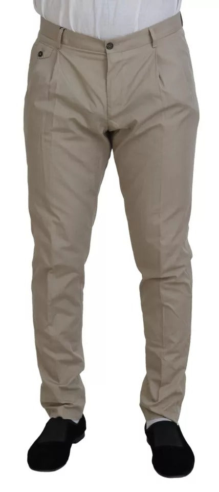 Beige Cotton Chino Men Formal Pants