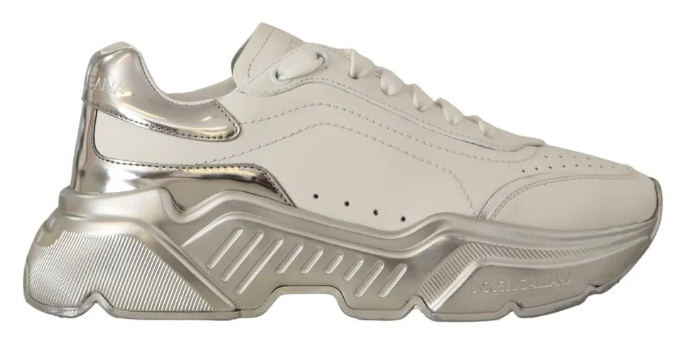 Zapatillas de cuero blanco plateado Daymaster