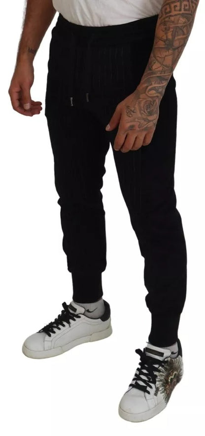 Black Cotton Blend Jogger Sweatpants Pants