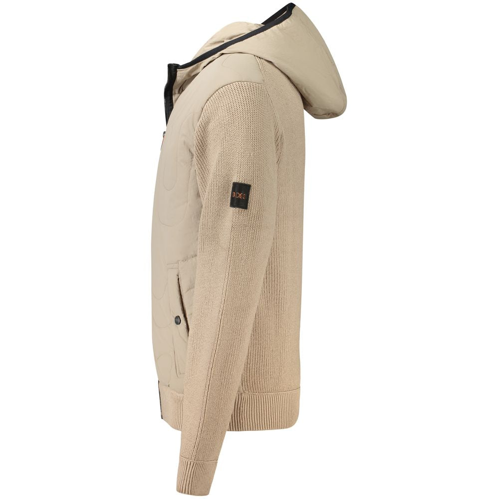 Beige Cotton Men Jacket