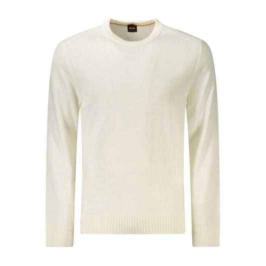 White Wool Men Sweater