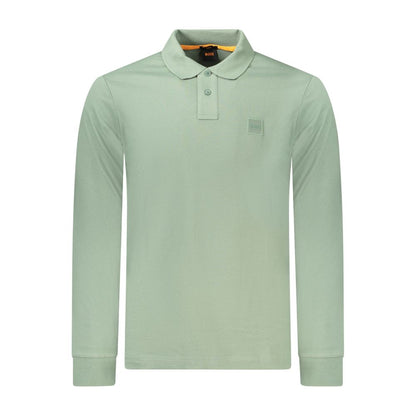 Green Cotton Men Polo Shirt