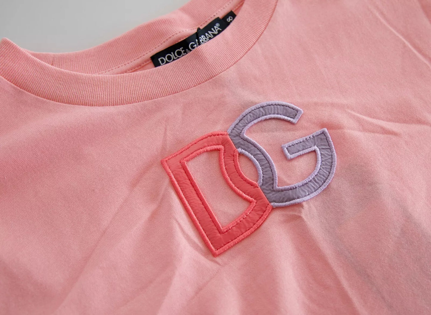 Pink Cotton Dg Logo Crew Neck Tank T-shirt