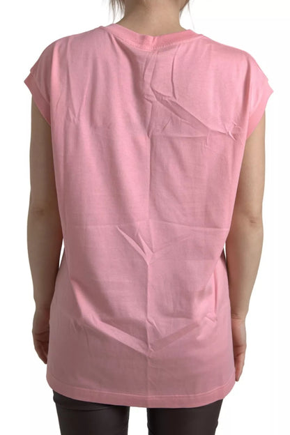 Pink Cotton Dg Logo Crew Neck Tank T-shirt