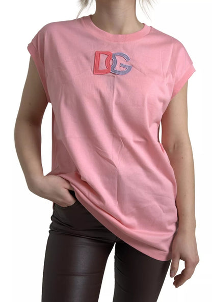 Pink Cotton Dg Logo Crew Neck Tank T-shirt