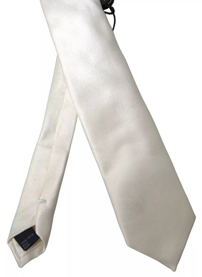 Off White Satin Silk Classic Men Necktie