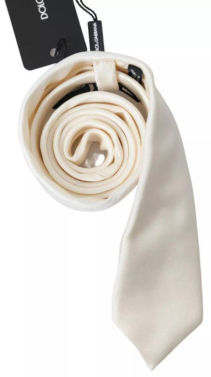 Off White Satin Silk Classic Men Necktie