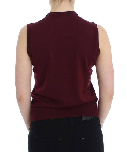 Elegant Red Wool Sleeveless Pullover Vest