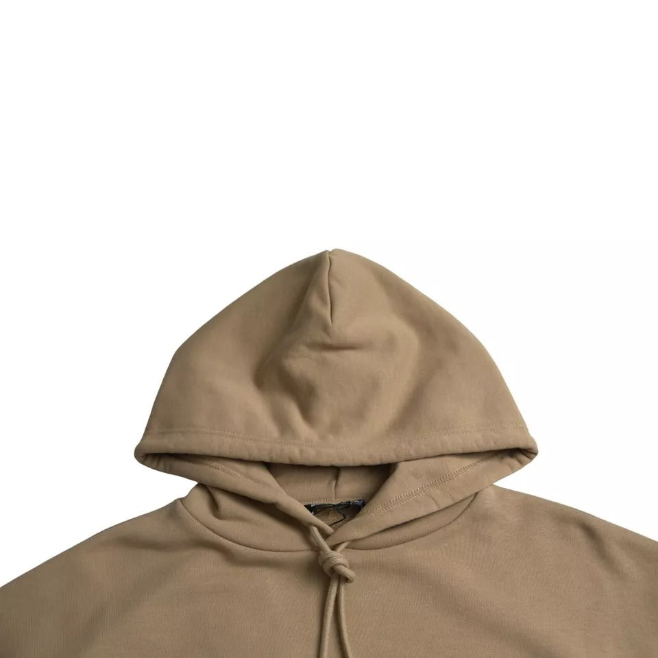 Brown Cotton Symbolic Molleton Bouclette Hooded Sweater