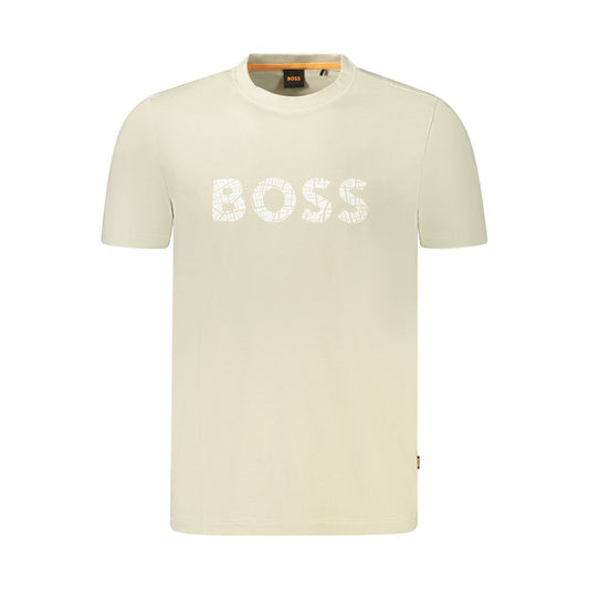 Beige Cotton Men T-Shirt