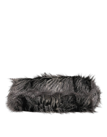 Black Oversize Faux Fur Shopping Tote Bag