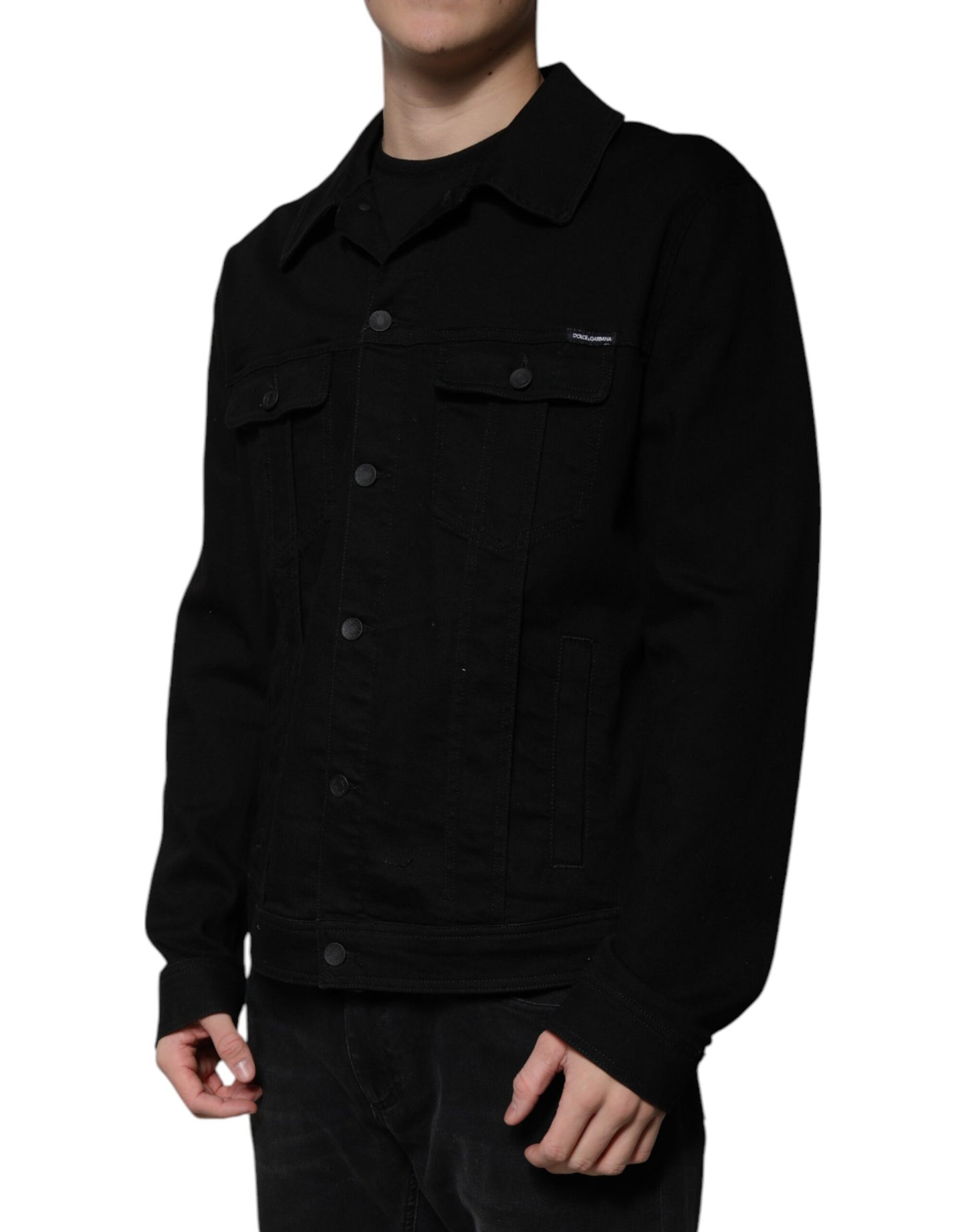 Black DG Cotton Stretch Denim Jacket