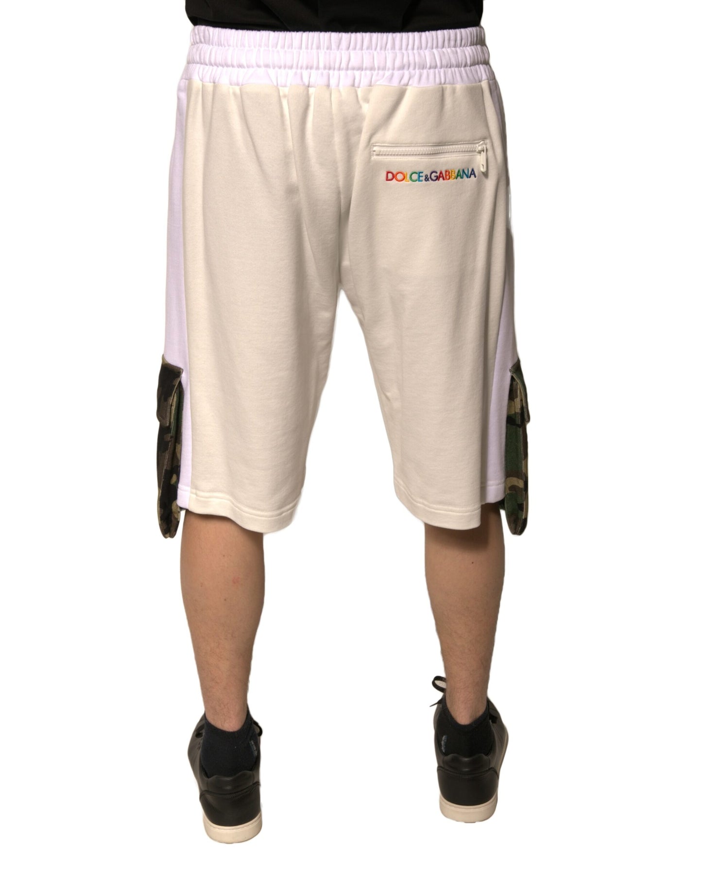 Beige Cotton Men Casual Cargo Bermuda Shorts