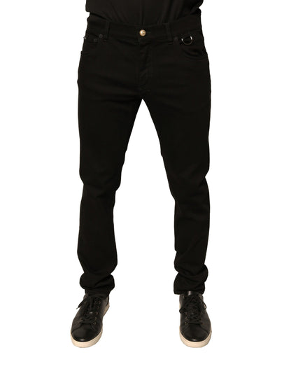 Black Logo Cotton Stretch Skinny Denim Jeans