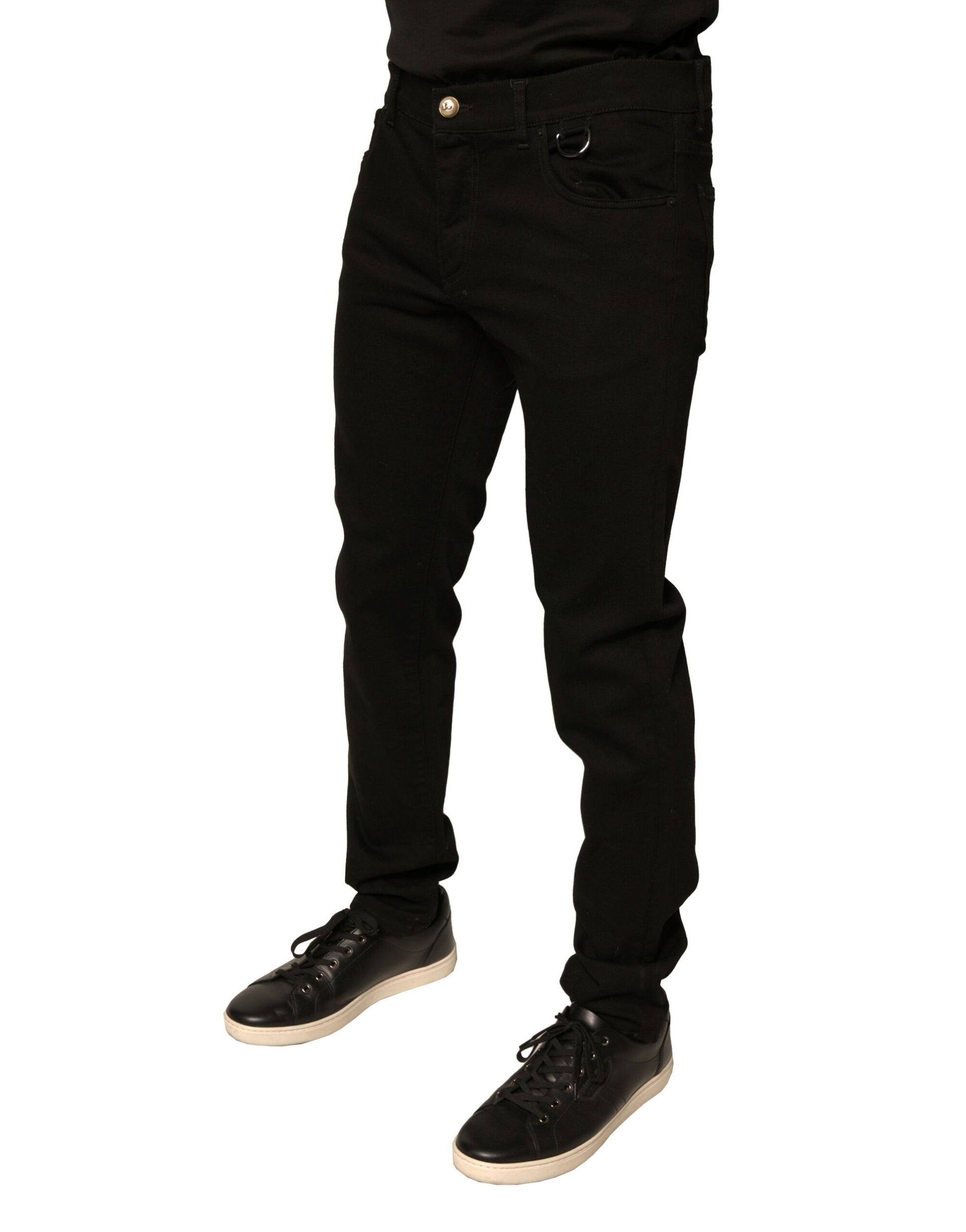 Black Logo Cotton Stretch Skinny Denim Jeans