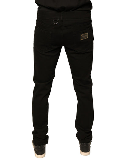 Black Logo Cotton Stretch Skinny Denim Jeans