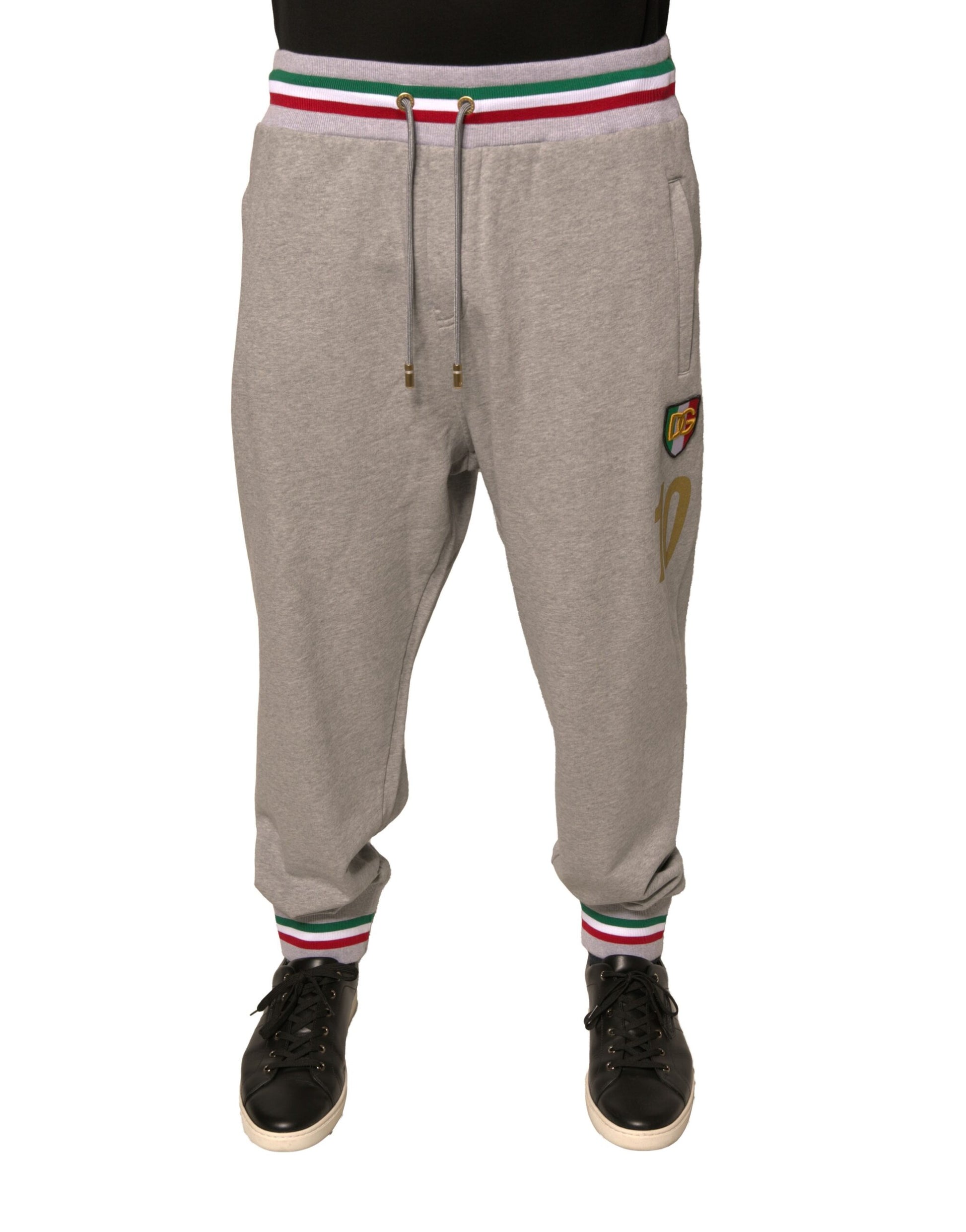 Gray Logo Patch Jogger Cotton Sweatpants Pants