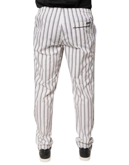 White Stripes Cotton Skinny Dress Pants