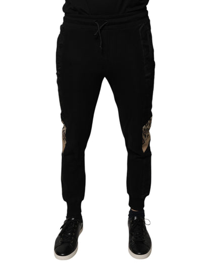 Black Leopard Slim Fit Jogger Pants