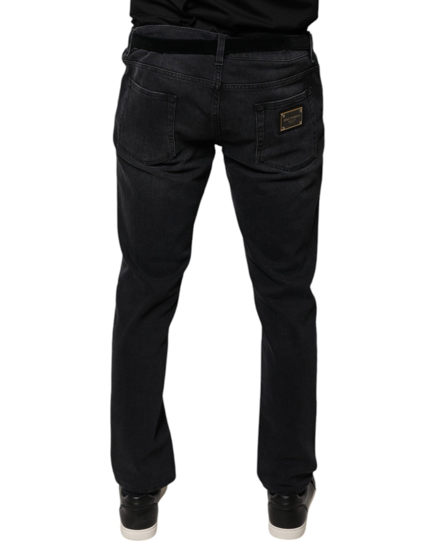 Black Logo Cotton Stretch Skinny Denim Jeans