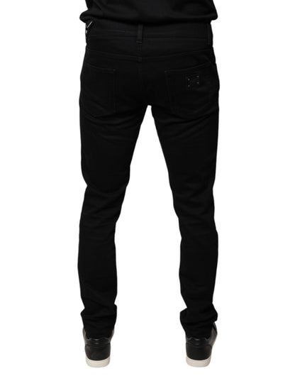 Black DG Crown Logo Cotton Skinny Denim Jeans