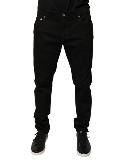 Black Logo Cotton Stretch Skinny Denim Jeans