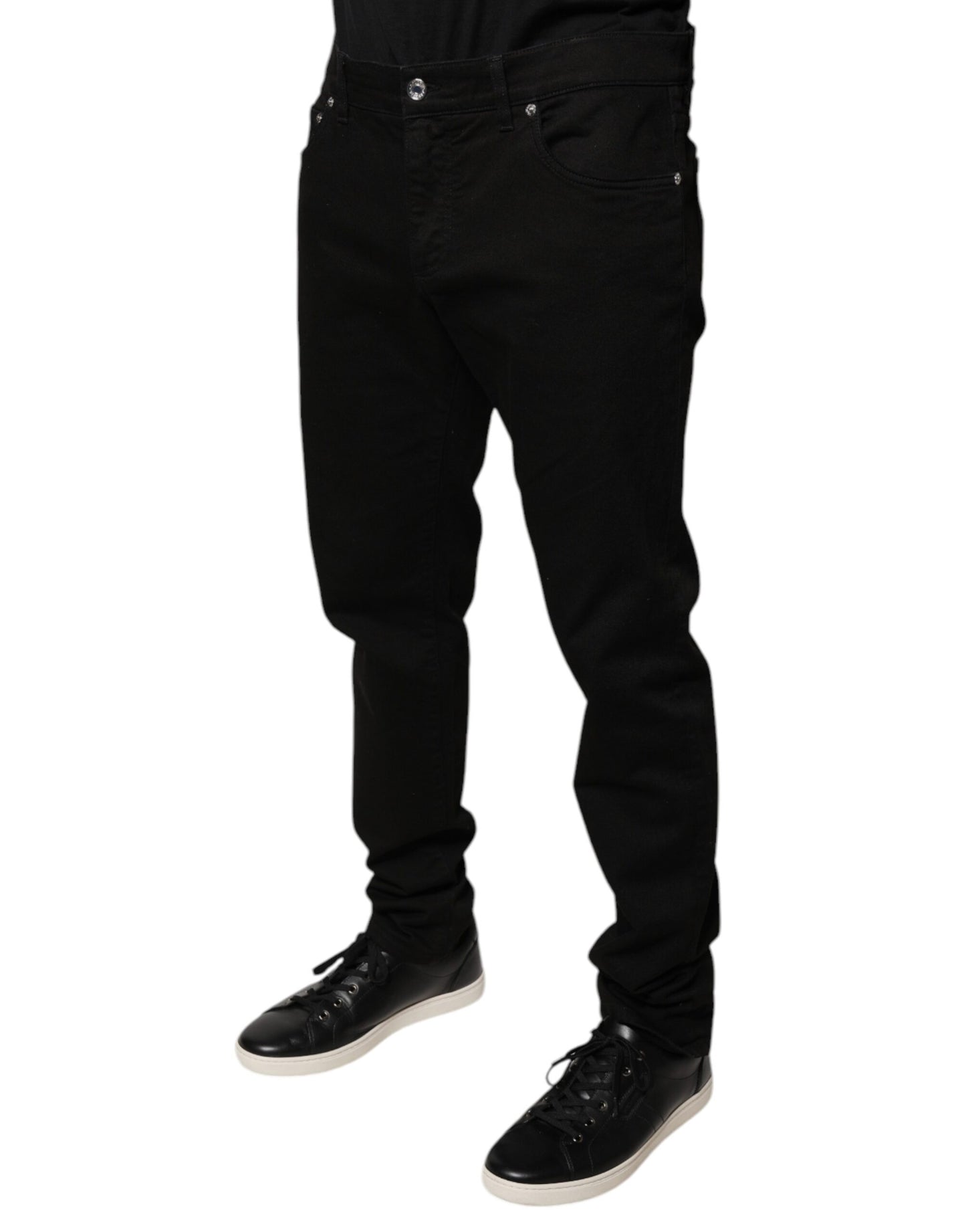 Black Logo Cotton Stretch Skinny Denim Jeans