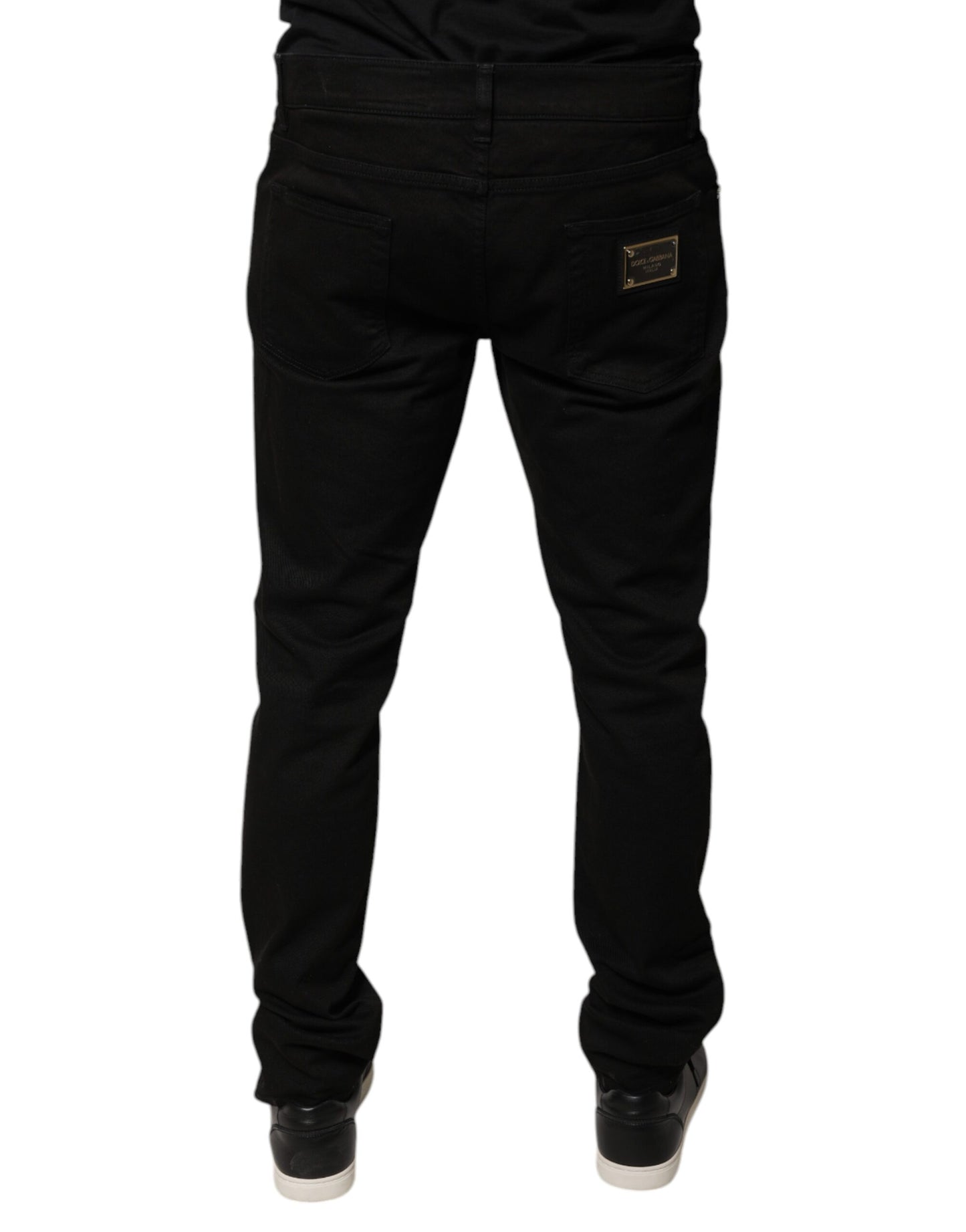 Black Logo Cotton Stretch Skinny Denim Jeans