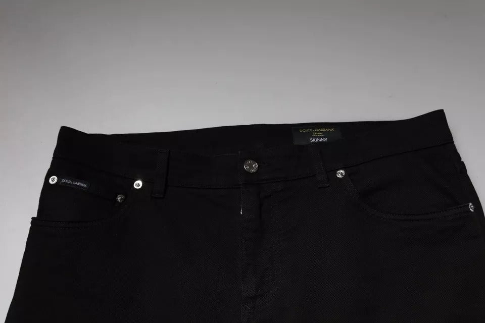 Black Logo Cotton Stretch Skinny Denim Jeans