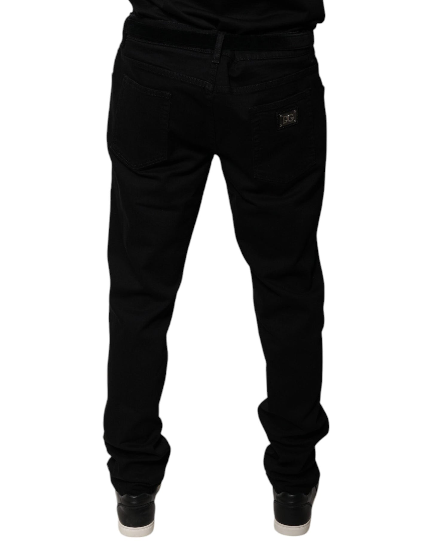 Black Logo Cotton Stretch Skinny Denim Jeans