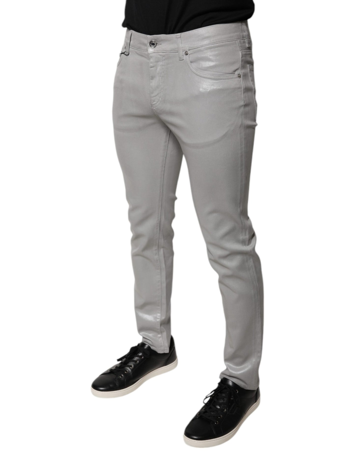 Gray Cotton Stretch Slim Fit Denim Jeans