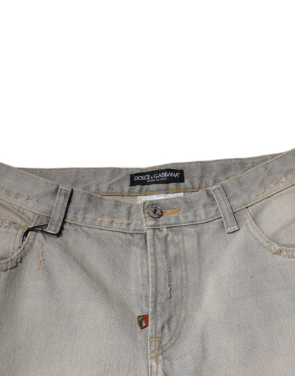 Gray Cotton Skinny Denim Jeans