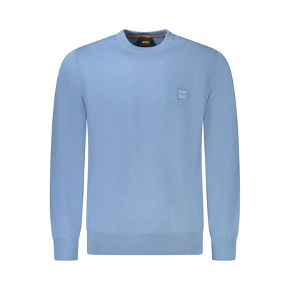 Light Blue Cotton Men Sweater