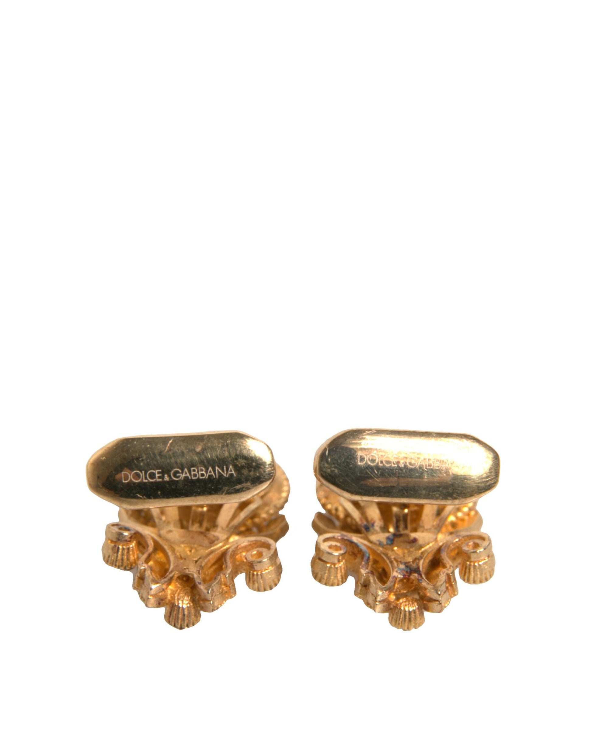 Gold Tone 925 Sterling Silver Crystal Cufflink