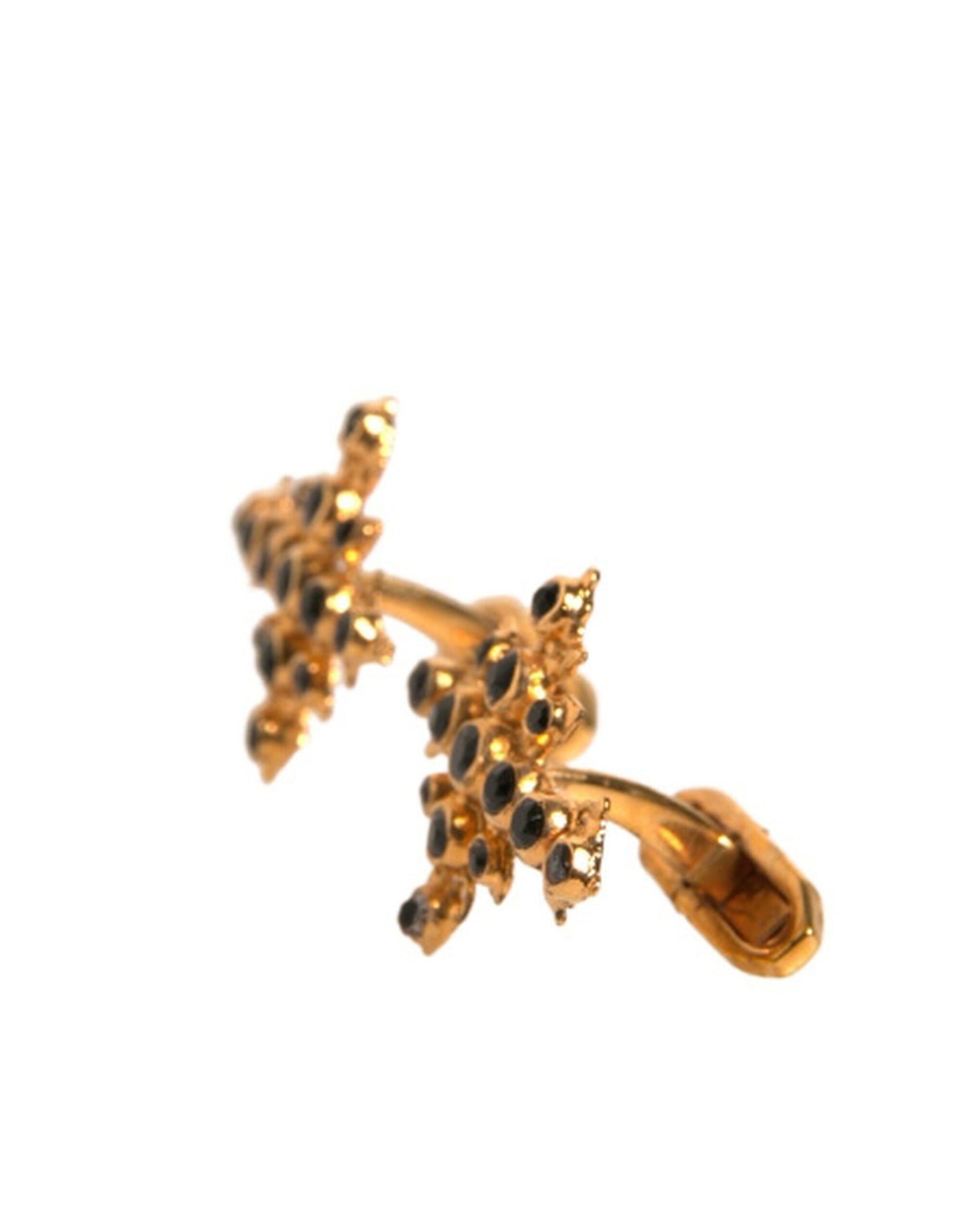 Gold Tone Brass Cross Crystal Cufflink