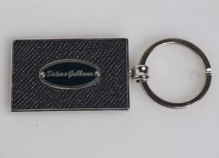 Black Leather Logo Metal Ring Keychain Keyring