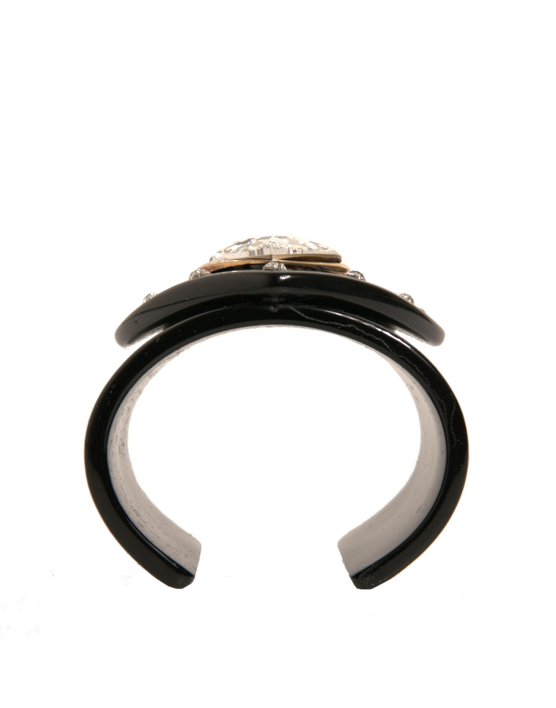 Black Plastic Heart Crystals Women Bangle Bracelet