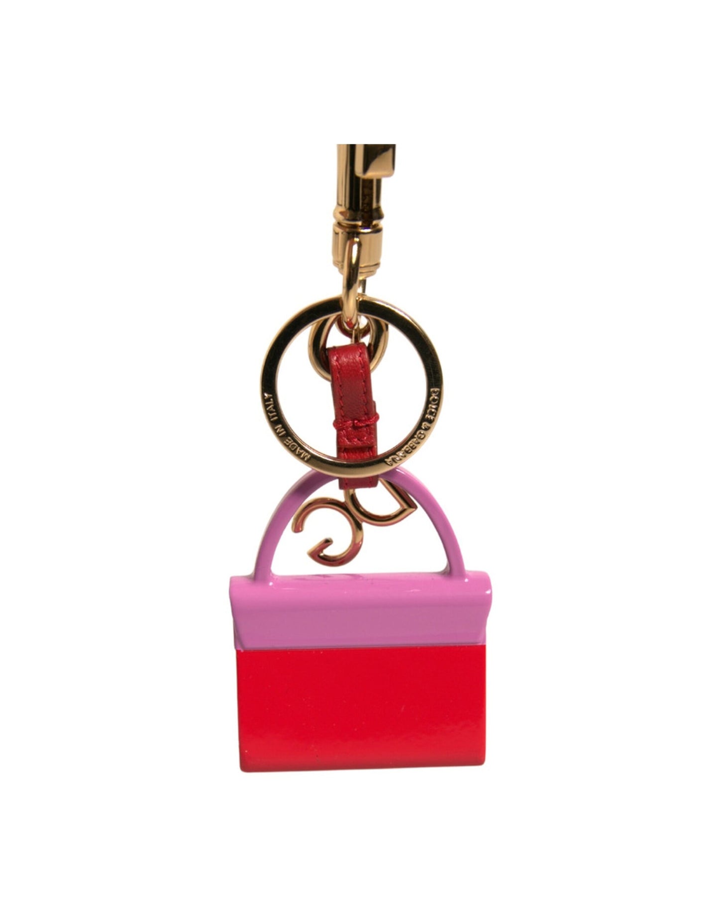 Multicolor Bag Gold Brass Logo Plaque Keychain Keyring