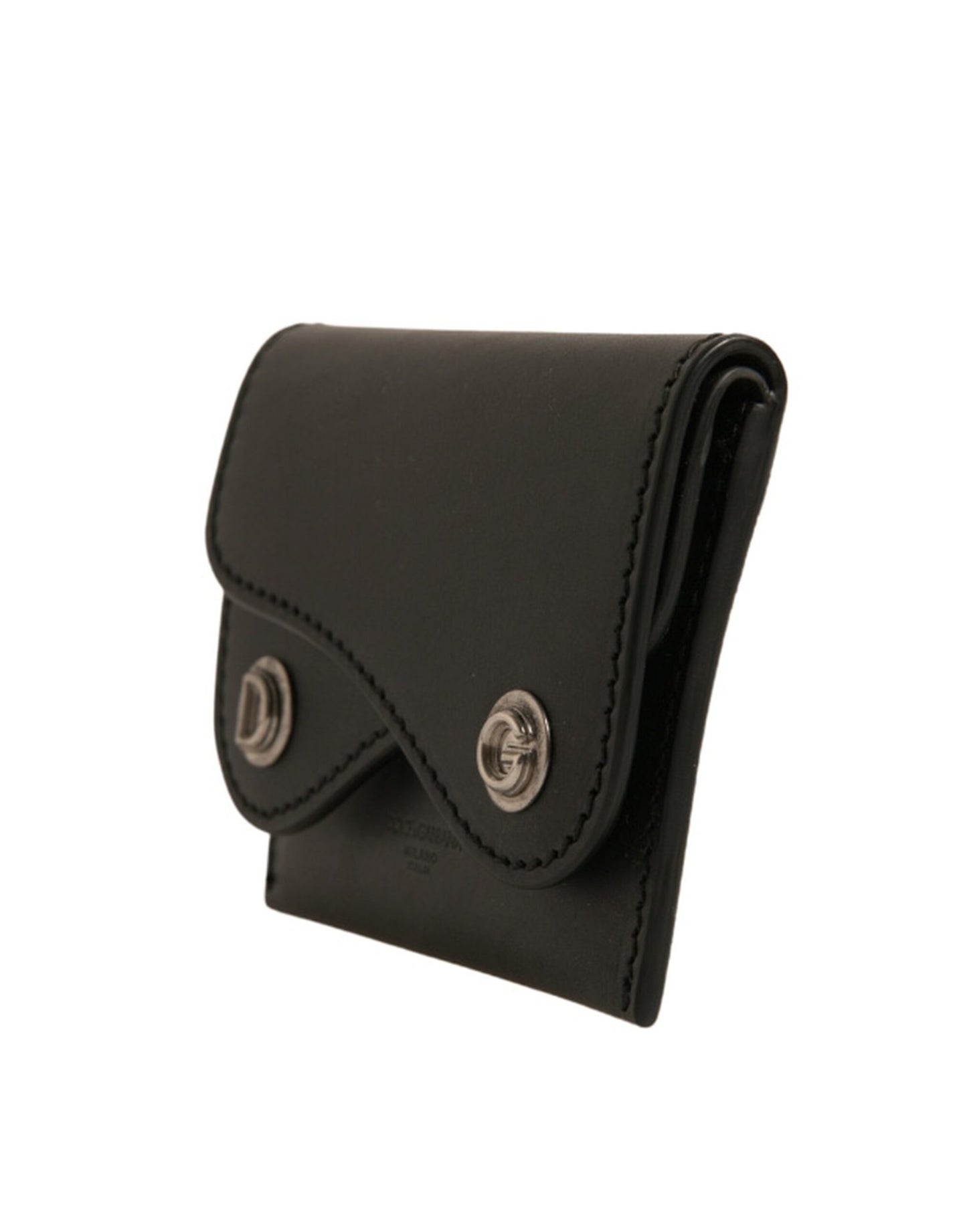 Black Leather Card Case Keychain Key Holder